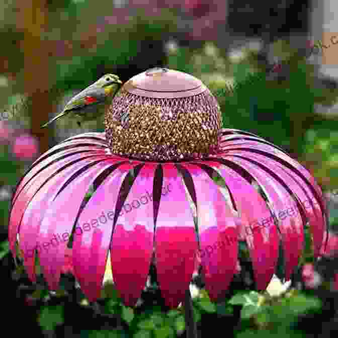 A Beautiful Hummingbird Garden With A Variety Of Flowers And A Hummingbird Feeder. Mini Hummingbird Gardening Guide: 7 Steps To Hummingbird Gardening